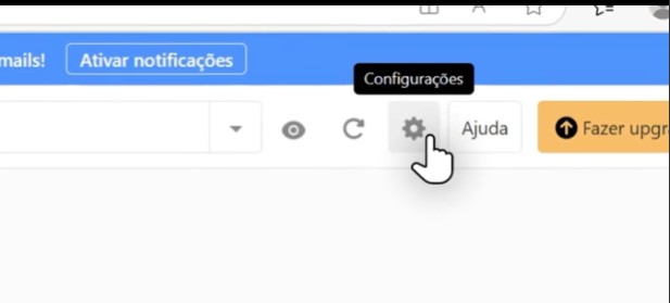 Caixa de entrada do Titan Webmail com o ícone de engrenagem de configurações no canto superior direito